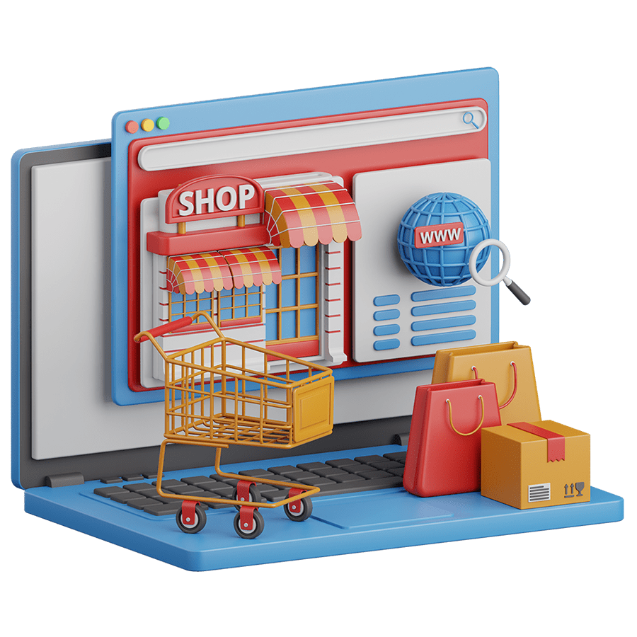 E-commerce shopping on Laptop Monitor